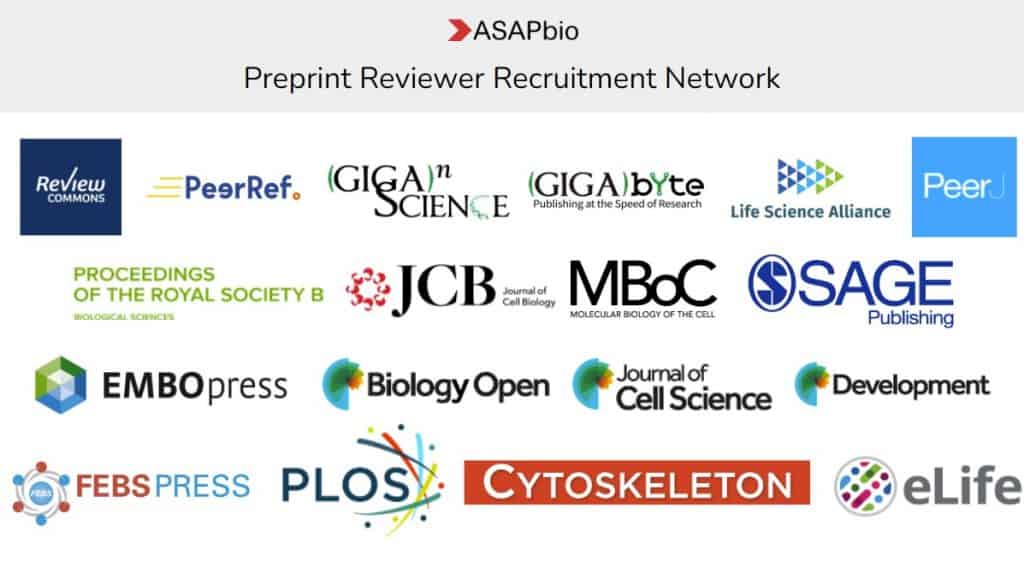 Logos of journals & services participating in the preprint reviewer recruitment network