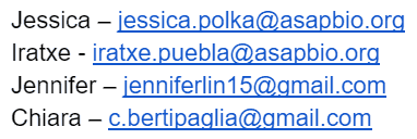 Contact jessica.polka@asapbio.org for this list of emails
