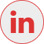 Red circle with a white background featuring a lowercase in in the center.